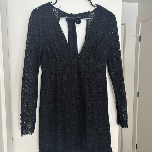 Free People Black Lace Long Sleeve Dress - Picture 3 of 9